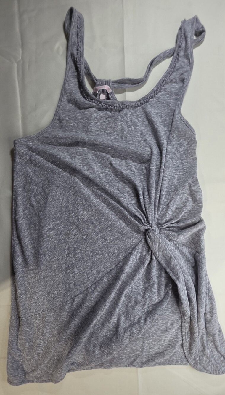 Victoria Secret Tank Top Size M Grey Knit Twist Front Racerback Sku 0354